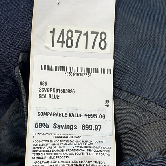 New Armani Collezioni Navy Blue Wool Blazer Suit Jacket 2 Button Sz 48S - Picture 12 of 15